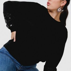 SEQUINS & LACE WOMEN SWEATSHIRT